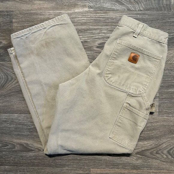 Carhartt B11 Washed Duck Work Pants 34x30 Desert Tan Grunge Utility Dungarees - Picture 13 of 14